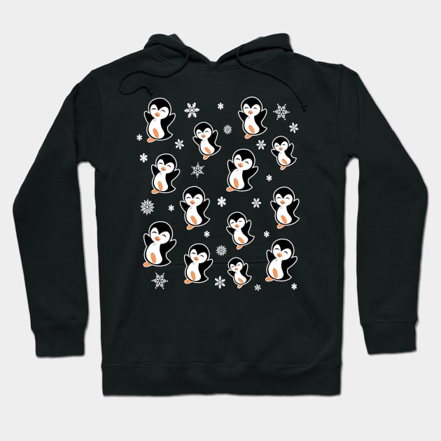 Cute Penguins and Snowflakes Hoodie by LunaMay